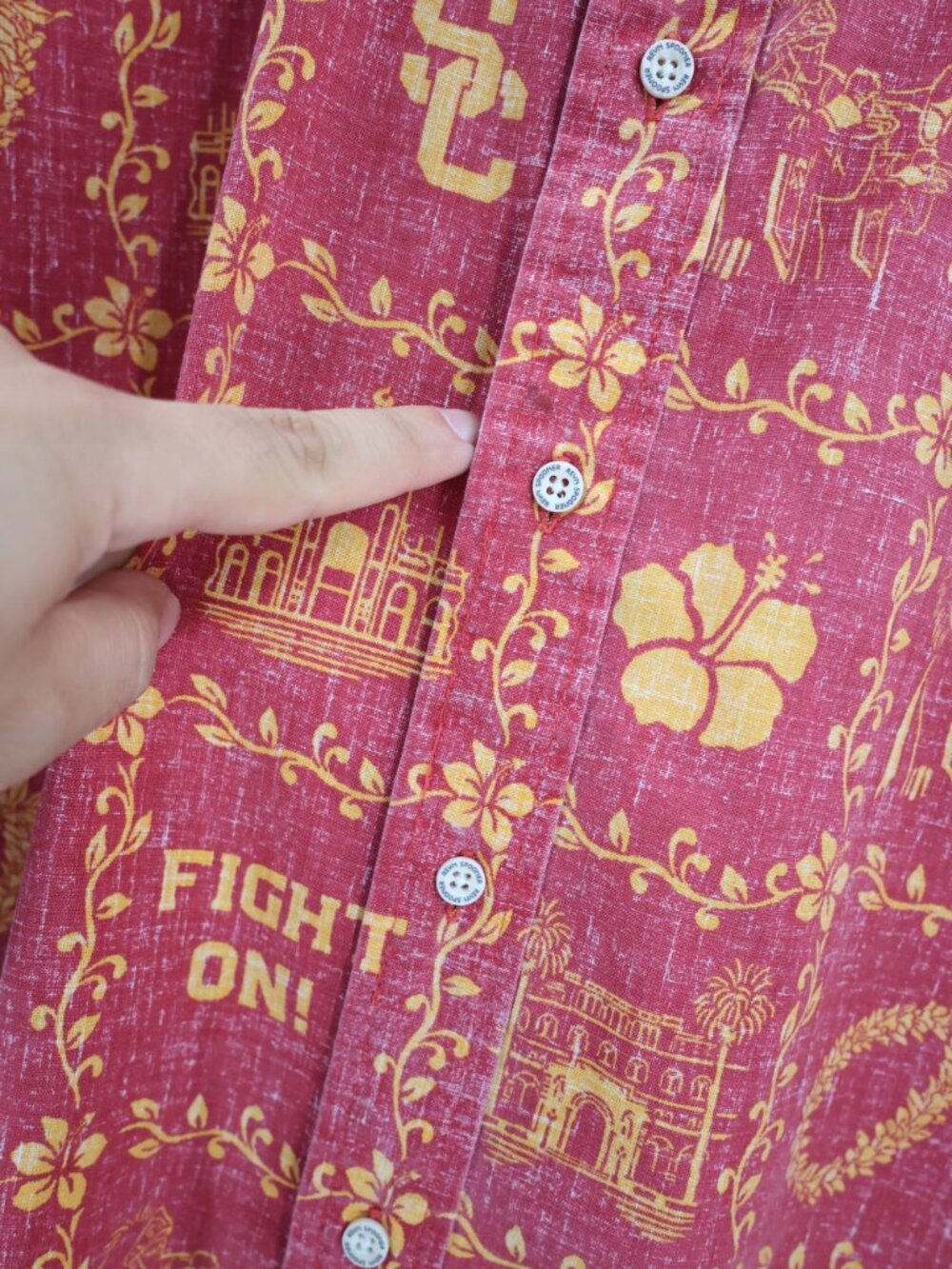Reyn Spooner Hawaiian Shirt Mens XL university USC Fight On Trojans Football - Picture 4 of 15